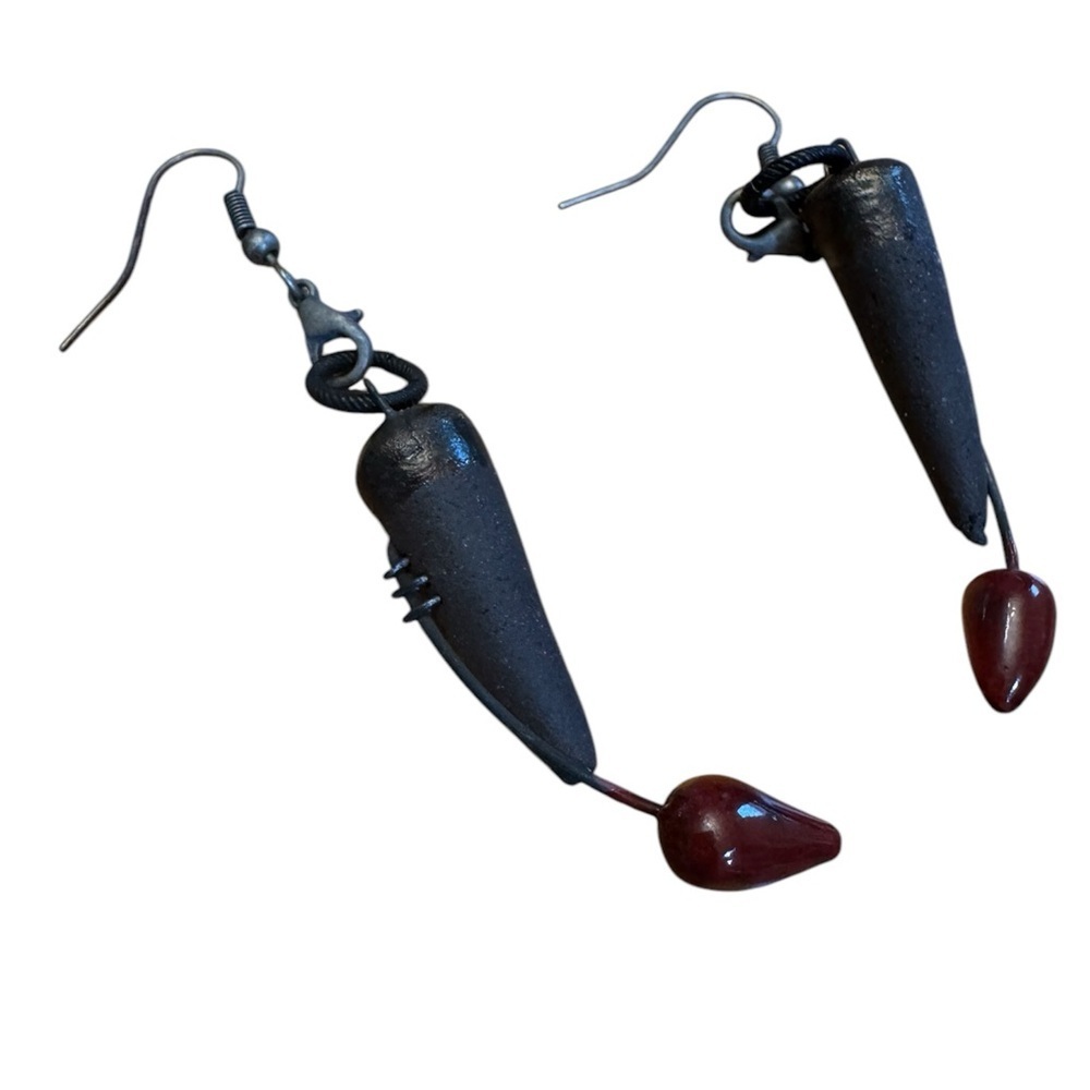 Unique Punk Rock Black and Red Drop Earrings
